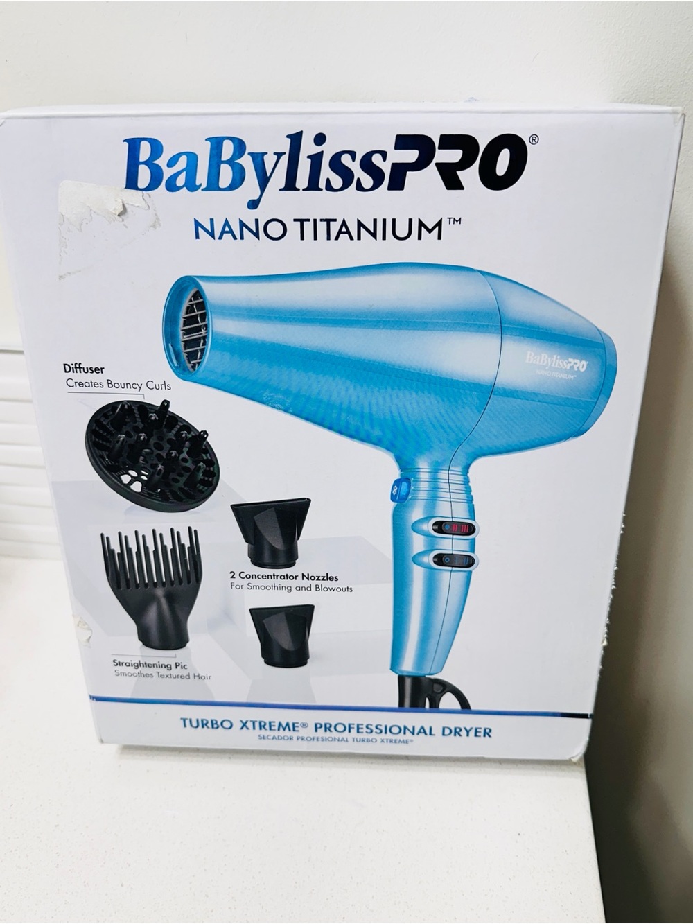 BaBylissPRO Nano Titanium Turbo Xtreme Professional Hair Dryer - Blue